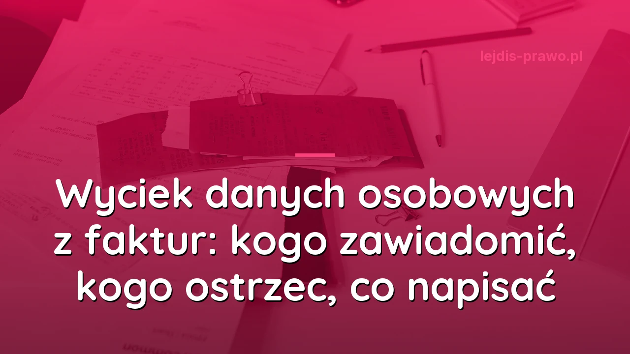 Wyciek danych osobowych z faktur: kogo zawiadomić, kogo ostrzec, co napisać